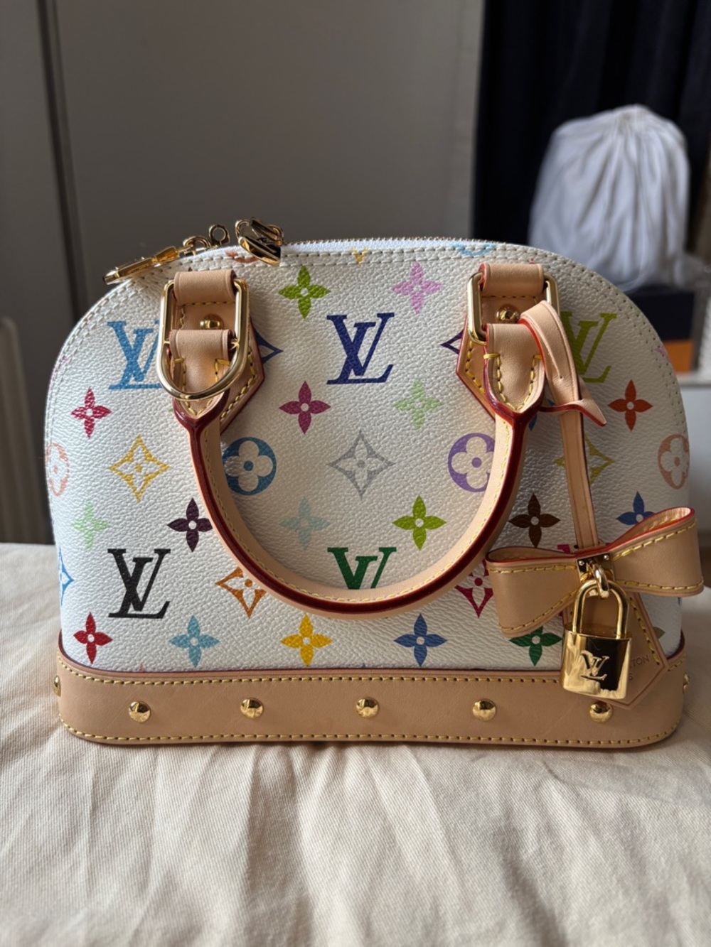 Louis Vuitton Murakami White Multicolor Monogram Alma BB Satchel
